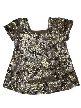 Noralee Sequin Statement Top | Gold Black Glam Party Holiday Sparkle
Size 2